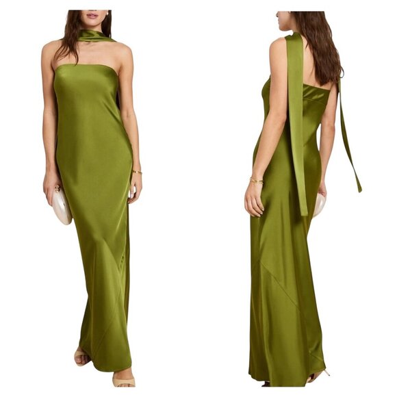 O.P.T. Clover Green Marice Strapless Satin Gown XS NWT - Picture 1 of 7